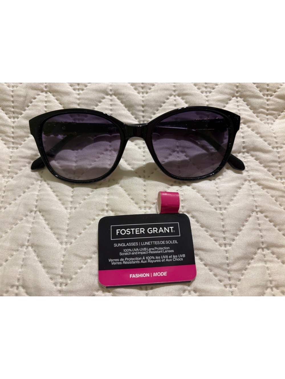 Foster Grant Black Sunglasses with Gold Accent Detailing